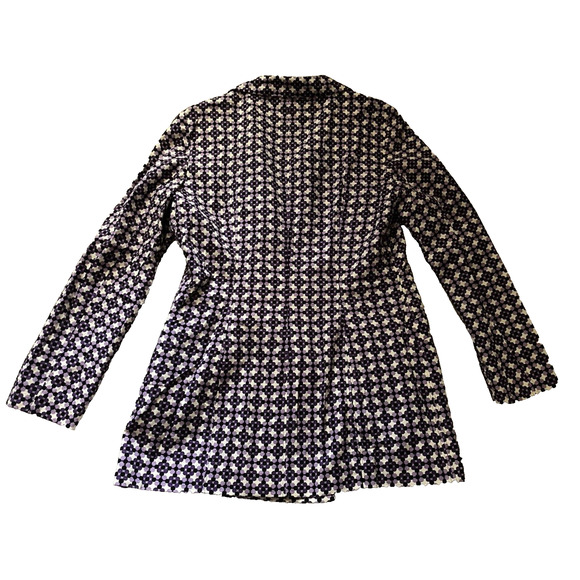 NWT Lillie Rubin Trench Coat Womens Size 8 Purple Geometric Pattern Long Jacket - Picture 2 of 13